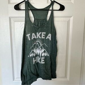 Take a hike green tank top large